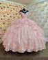 2023 Sparkly Pink Quinceanera Dress Sequined Sweet 16 Dress Ruffles Lace Tulle Ball Gown vestidos de quinceañera